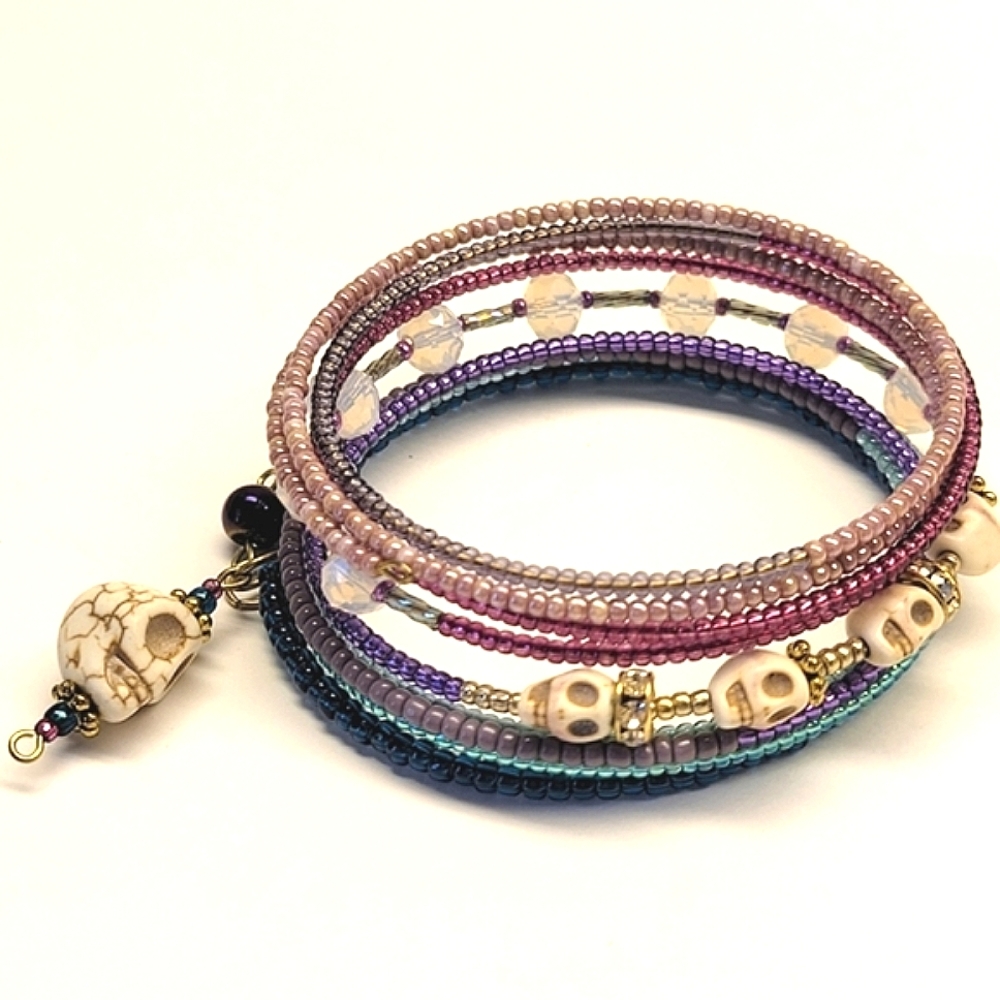 Handmade Skulls Memory Wire Bracelet
